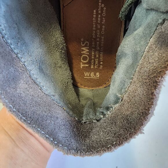 Tom's Size 6.5 Tribal Boots Grey Suede Comfort Women's Lace Up - Picture 9 of 9